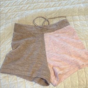 Anthropologie Two-Tone Knit Shorts - Brown and Pink side medium like new
